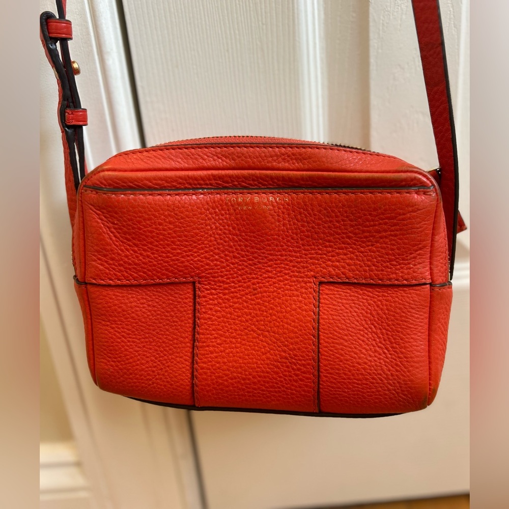 Tory Burch Leather Logo Shoulder/crossbody purse  color: Orange